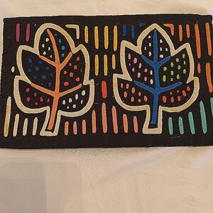 Vibrant Orange Red and Blue Leaf Clutch